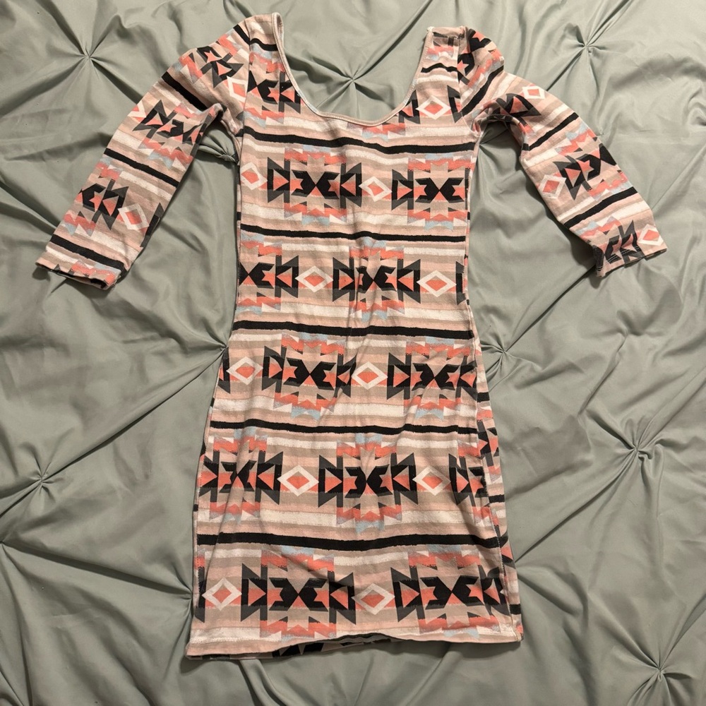 Charlotte Russe Pink and Black Geometric Mini Dress